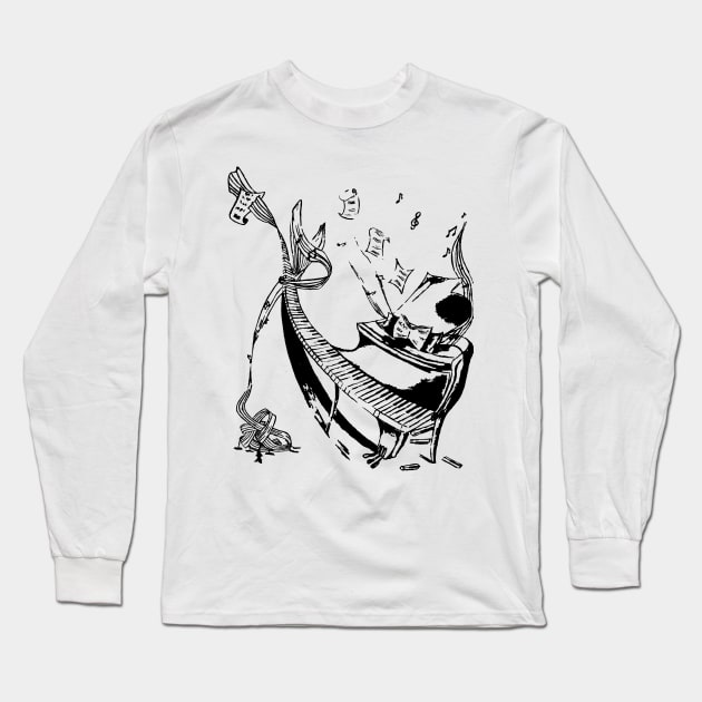 Piano Man Long Sleeve T-Shirt by dustar66